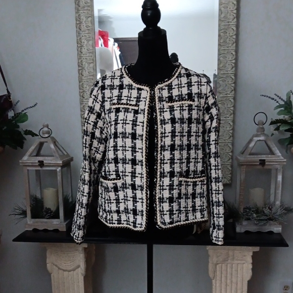 Yingshan Jackets & Blazers - Elegant Black and White Tweed Blazer